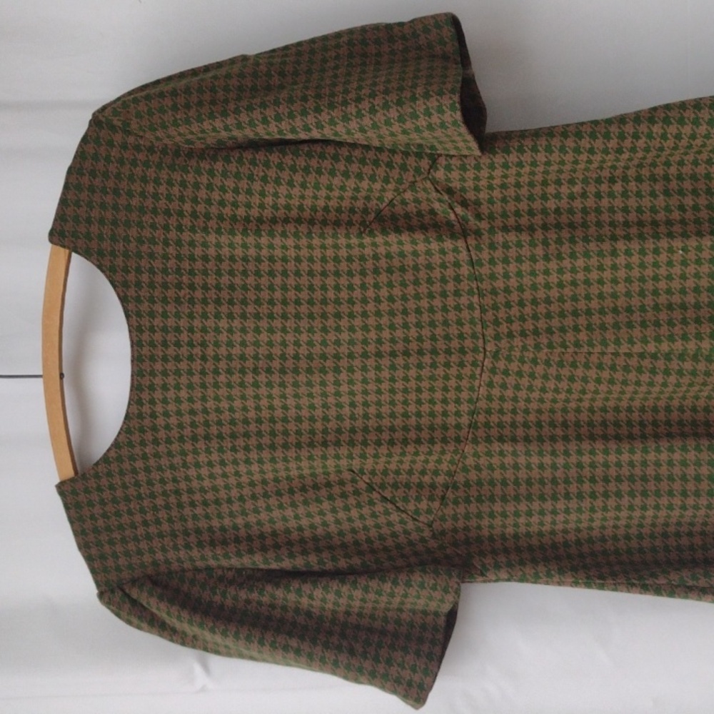 Vintage Handmade Green Houndstooth Dress Women's Medium